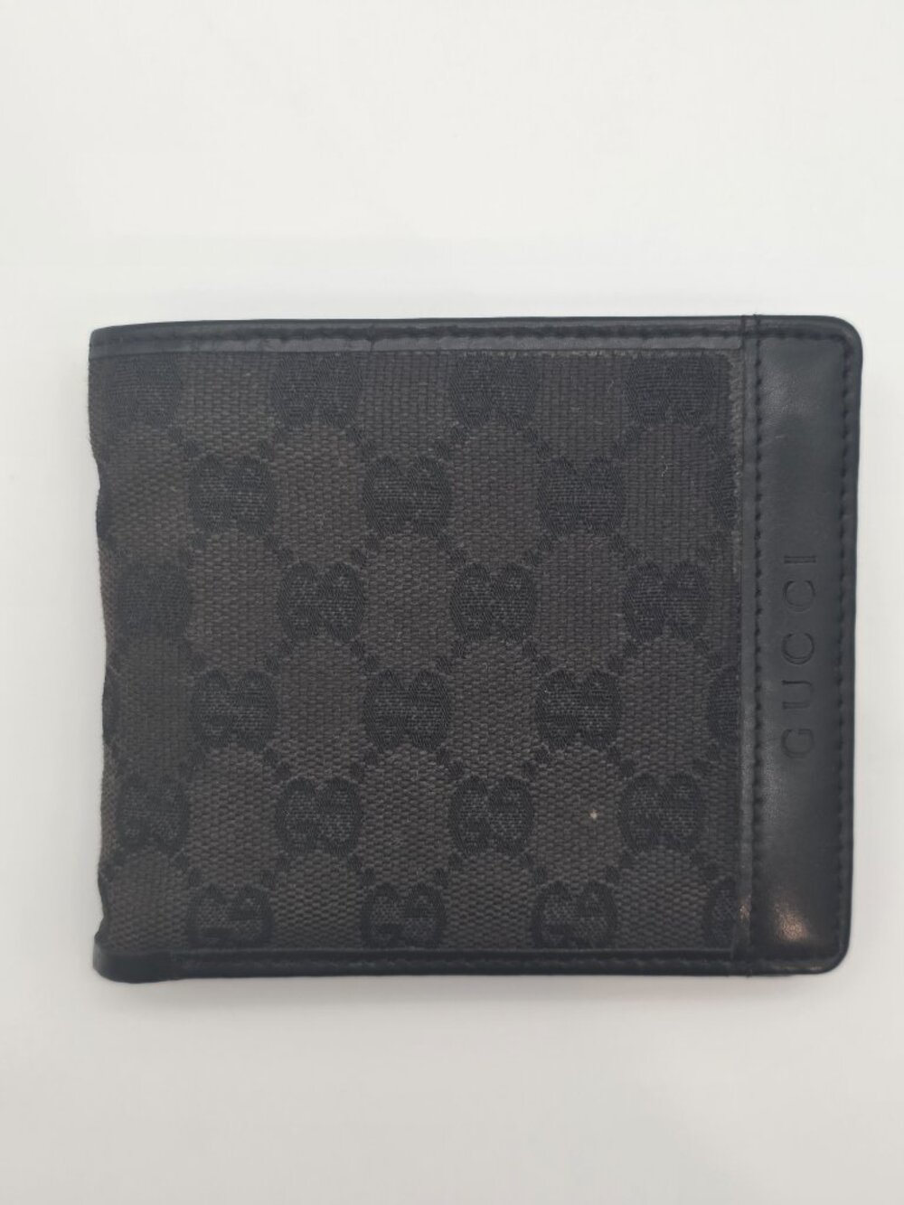 Gucci GG Canvas Men's Bifold Wallet Leather Trim